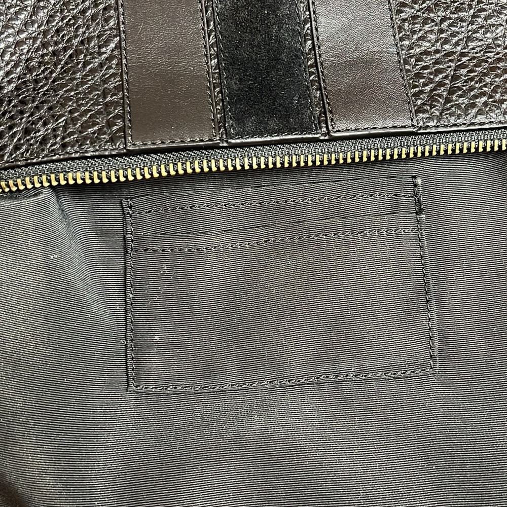 Coach New York Medium Pouch F22499 black Varsity Stripe grained leather - Picture 8 of 13